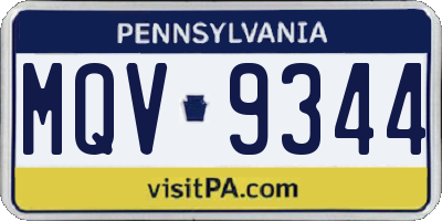 PA license plate MQV9344
