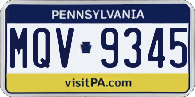 PA license plate MQV9345