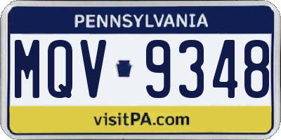 PA license plate MQV9348