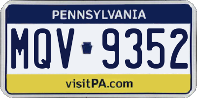 PA license plate MQV9352
