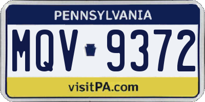PA license plate MQV9372