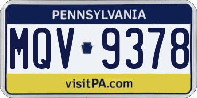 PA license plate MQV9378