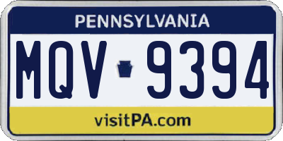 PA license plate MQV9394