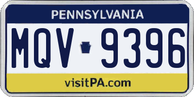 PA license plate MQV9396