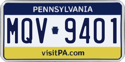PA license plate MQV9401
