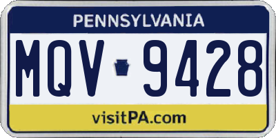 PA license plate MQV9428