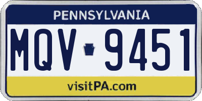 PA license plate MQV9451