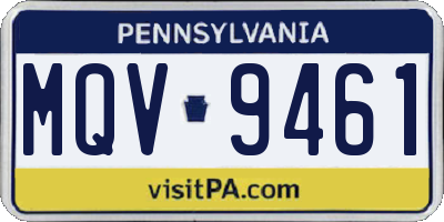 PA license plate MQV9461