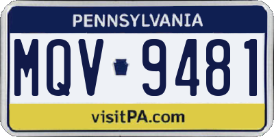 PA license plate MQV9481