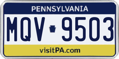 PA license plate MQV9503