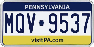 PA license plate MQV9537
