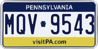 PA license plate MQV9543