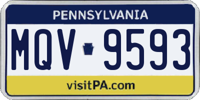 PA license plate MQV9593