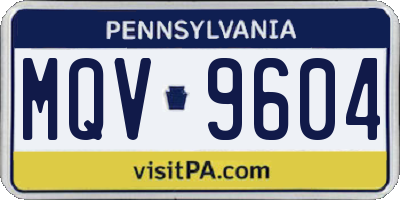 PA license plate MQV9604