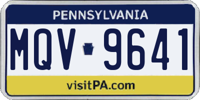 PA license plate MQV9641