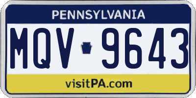PA license plate MQV9643