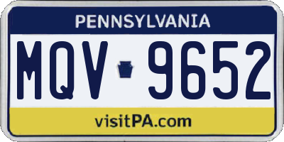 PA license plate MQV9652