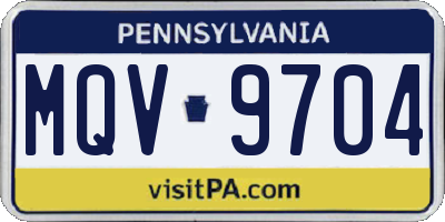 PA license plate MQV9704