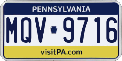 PA license plate MQV9716