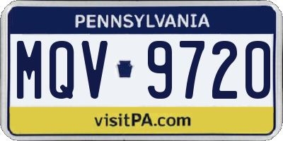 PA license plate MQV9720