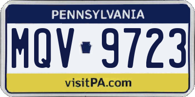 PA license plate MQV9723