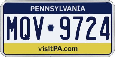 PA license plate MQV9724