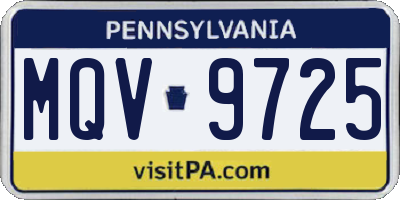 PA license plate MQV9725