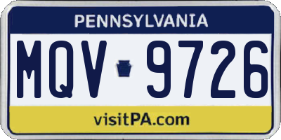 PA license plate MQV9726