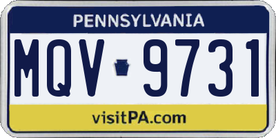 PA license plate MQV9731