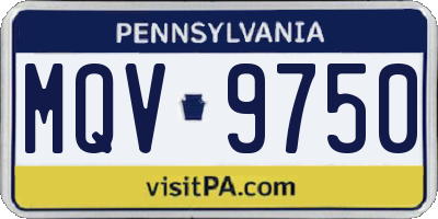 PA license plate MQV9750