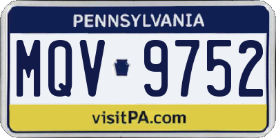 PA license plate MQV9752