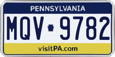 PA license plate MQV9782