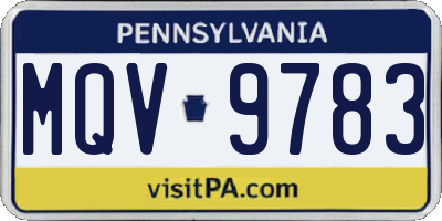 PA license plate MQV9783