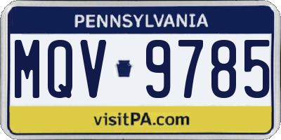PA license plate MQV9785