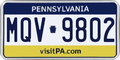PA license plate MQV9802