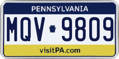 PA license plate MQV9809