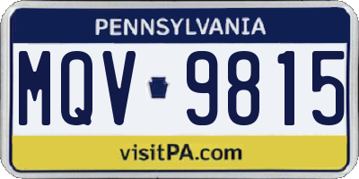 PA license plate MQV9815