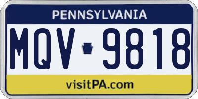 PA license plate MQV9818