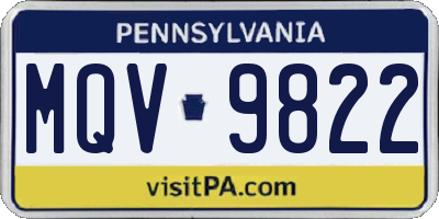 PA license plate MQV9822