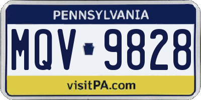 PA license plate MQV9828