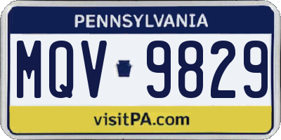 PA license plate MQV9829