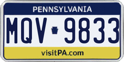 PA license plate MQV9833