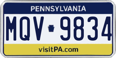 PA license plate MQV9834