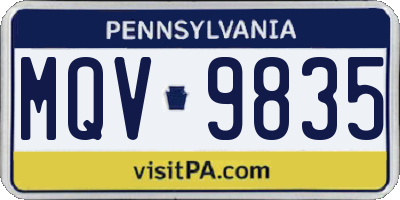 PA license plate MQV9835