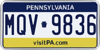 PA license plate MQV9836