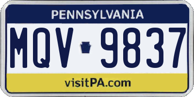 PA license plate MQV9837