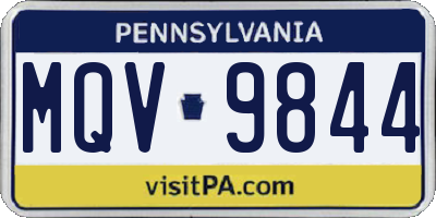 PA license plate MQV9844
