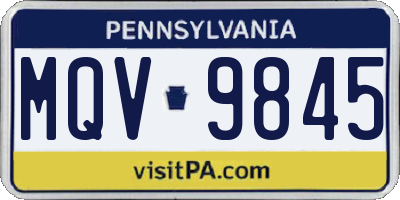 PA license plate MQV9845