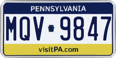 PA license plate MQV9847