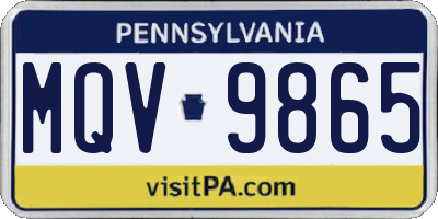PA license plate MQV9865